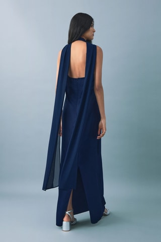 Robe satinée emmanchures américaines - Bleu marine