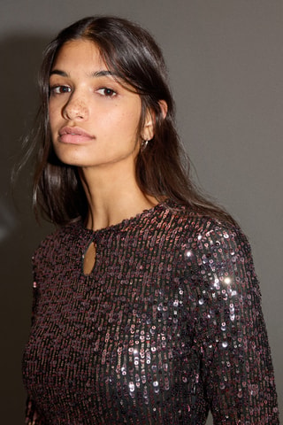 Robe courte à paillettes - Rose