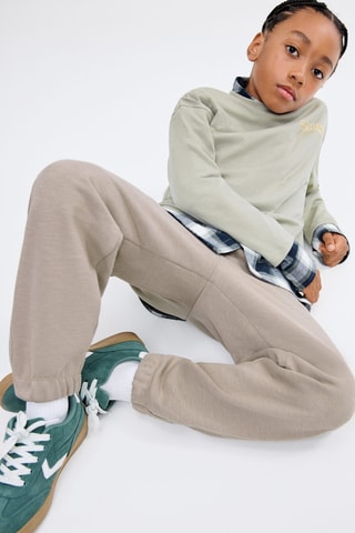Jogging coton taille élastique - Marron
