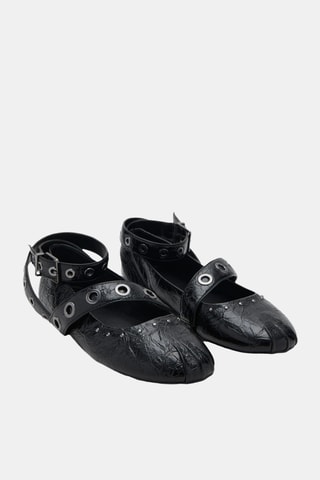 Ballerines à brides cloutées - Noir