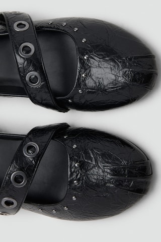 Ballerines à brides cloutées - Noir
