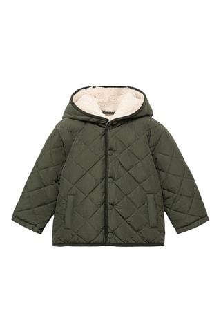 Anorak matelassé imitation fourrure - Kaki