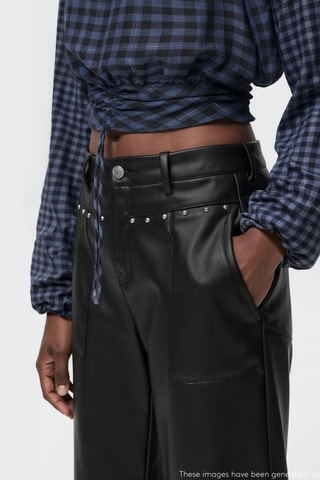 Pantalon cuir synthétique clouté - Noir