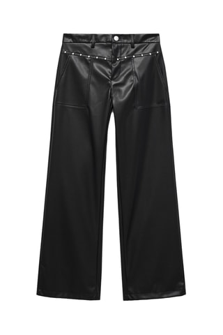 Pantalon cuir synthétique clouté - Noir