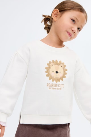 Sweat brodé lion - Blanc
