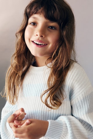 Pull-over en maille à rayures - Blanc
