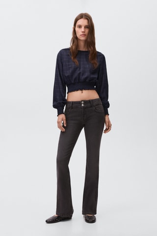 Blouse lurex à carreaux - Bleu marine