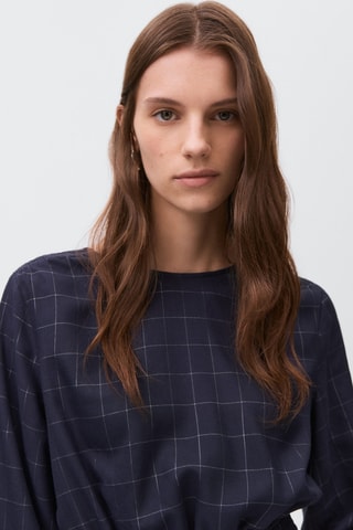 Blouse lurex à carreaux - Bleu marine