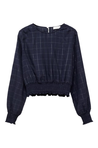 Blouse lurex à carreaux - Bleu marine