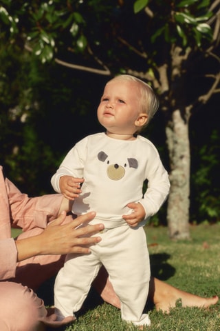 Pantalon coton boutonné - Blanc