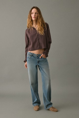 Blouse manches froncées - Marron