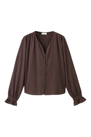 Blouse manches froncées - Marron