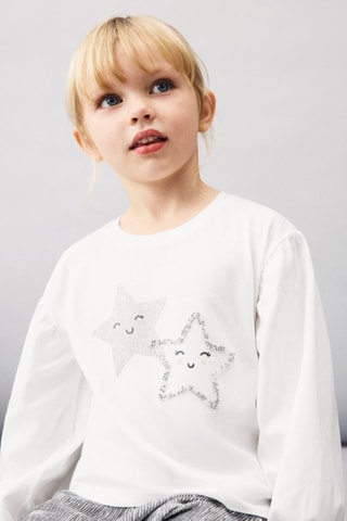 T-shirt coton étoiles - Blanc