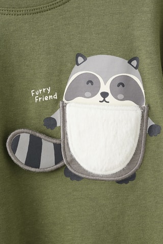 T-shirt brodé imprimé - Kaki