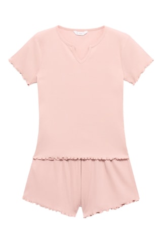 Pyjama court maille côtelée - Rose