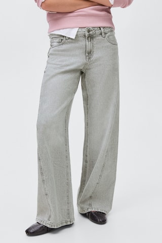 Jean taille basse large - Gris
