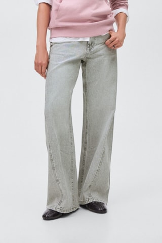 Jean taille basse large - Gris