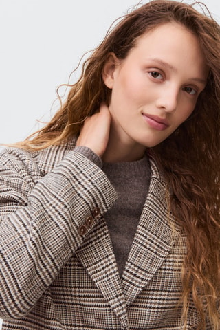 Manteau carreaux laine - Beige