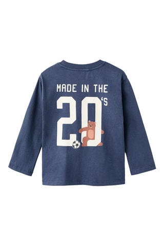 T-shirt brodé imprimé - Bleu foncé
