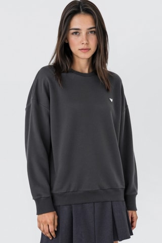 Sweat-shirt message brodé - Anthracite