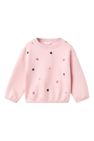 Sweater coton brodé - Rose