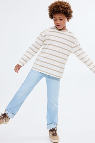 T-shirt à rayures en coton - Beige