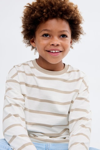 T-shirt à rayures en coton - Beige