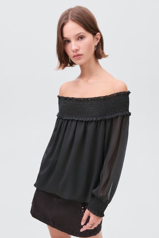 Blouse bustier empiècement froncé - Anthracite