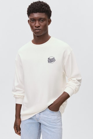Sweat brodé et imprimé - Blanc