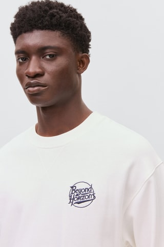 Sweat brodé et imprimé - Blanc