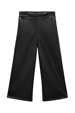 Pantalon droit en similicuir - Noir