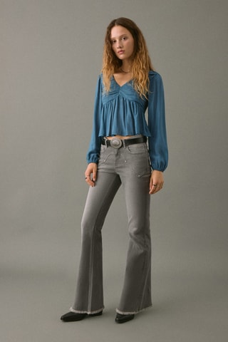 Blouse fluide froncée - Bleu