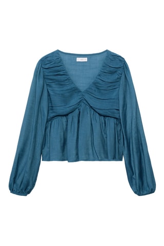 Blouse fluide froncée - Bleu