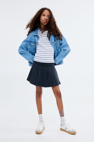 Jupe courte en coton - Bleu marine
