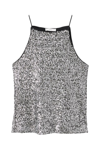 Top emmanchures américaines sequins - Argenté