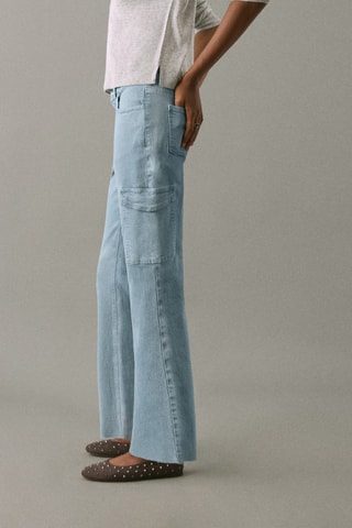 Jean crop flare cargo - Bleu
