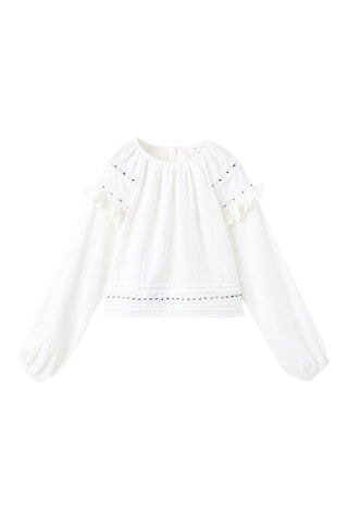 Blouse brodée en coton - Écru
