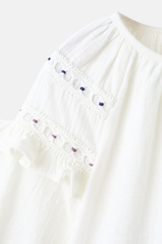 Blouse brodée en coton - Écru