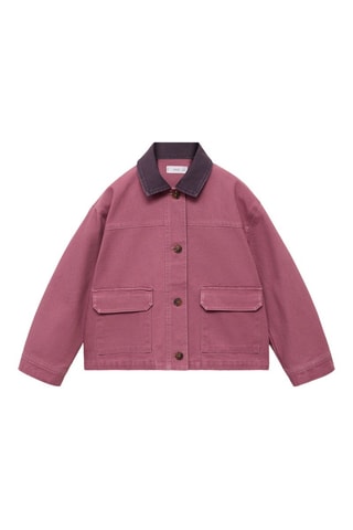 Parka denim col contrasté - Rouge
