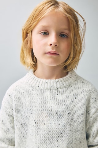Pull-over jaspé à boutons - Blanc