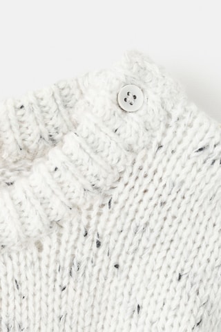 Pull-over jaspé à boutons - Blanc