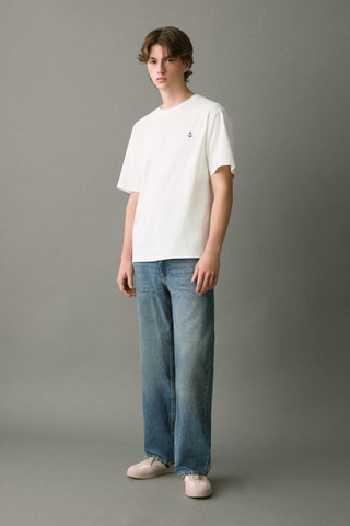 T-shirt coton brodé - Blanc