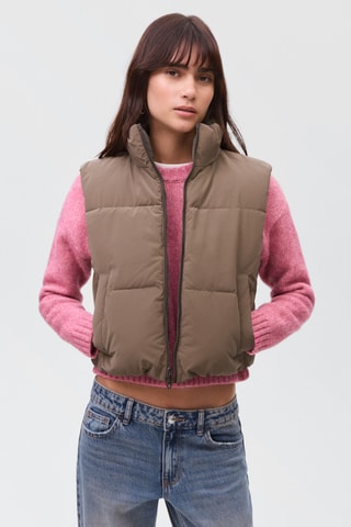 Gilet matelassé crop - Marron