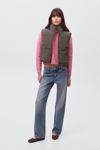 Gilet matelassé crop - Marron