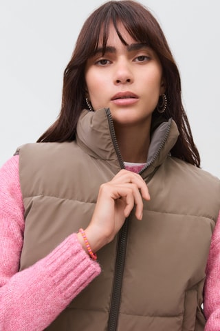 Gilet matelassé crop - Marron