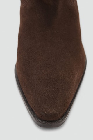 Bottes hautes cuir détail froncé - Marron