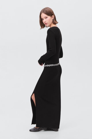 Robe longue ouverture latérale - Noir