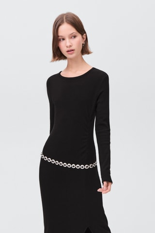 Robe longue ouverture latérale - Noir