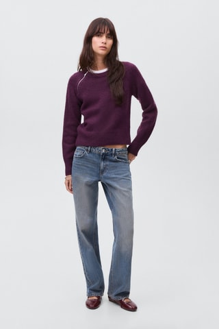 Pull-over maille col zippé - Rouge