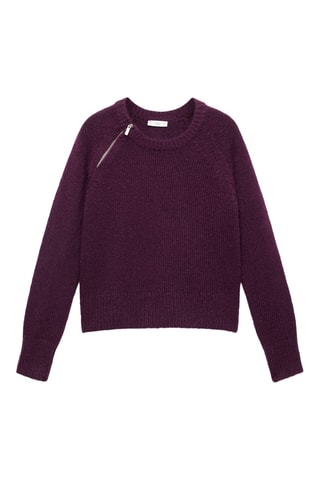 Pull-over maille col zippé - Rouge
